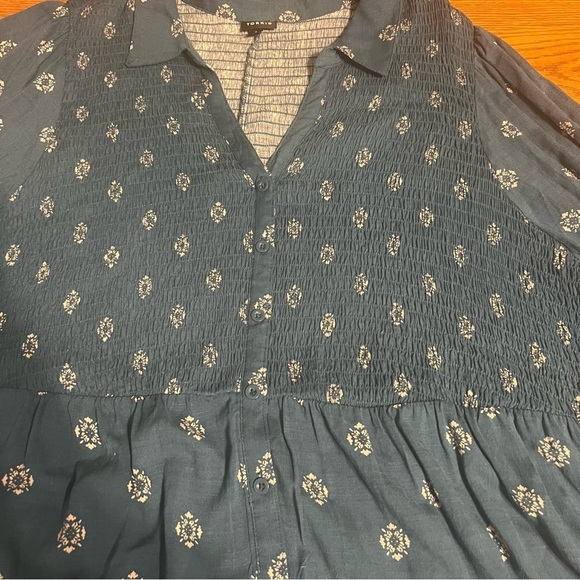 Torrid Women's Plus Babydoll Rayon Slub Smocked Button-Front Tunic Top 6X Boho - Picture 5 of 16